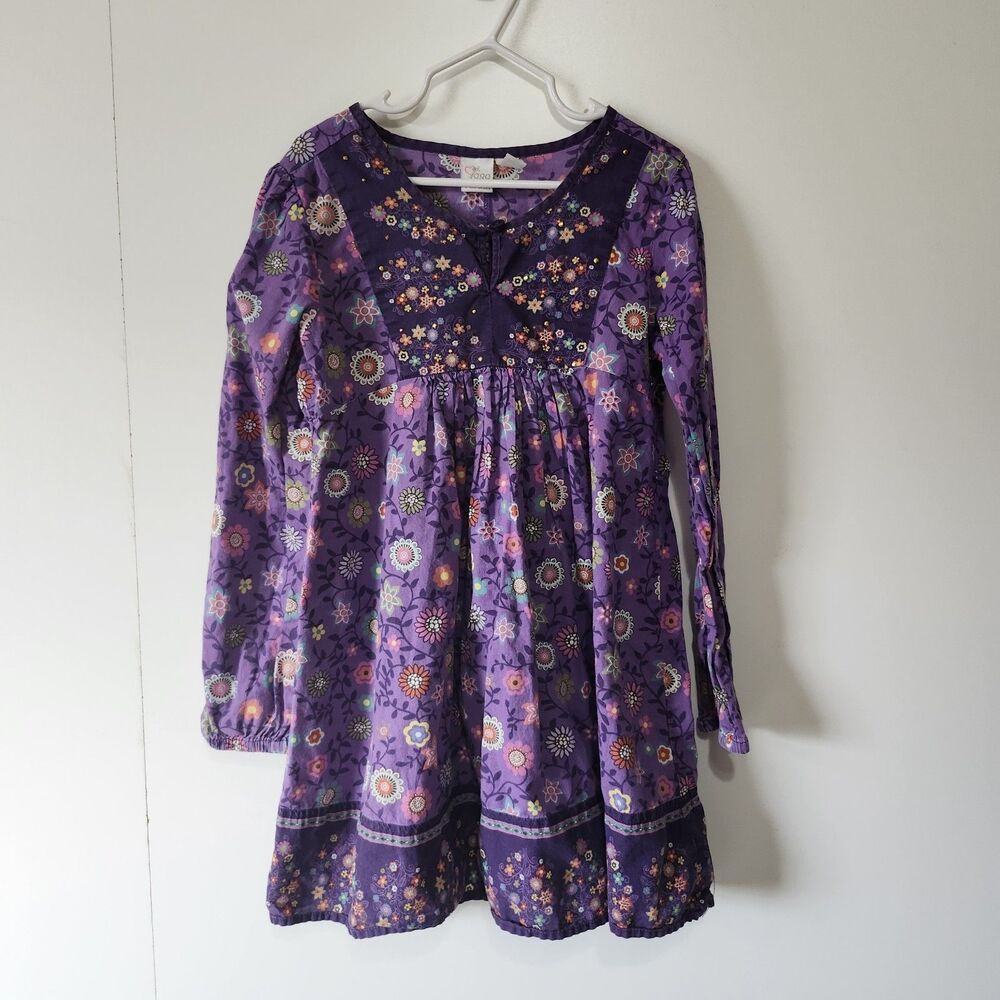 The Children’s Place Girls Purple Floral Long Sleeve Dress Boho 6X/7 Easter